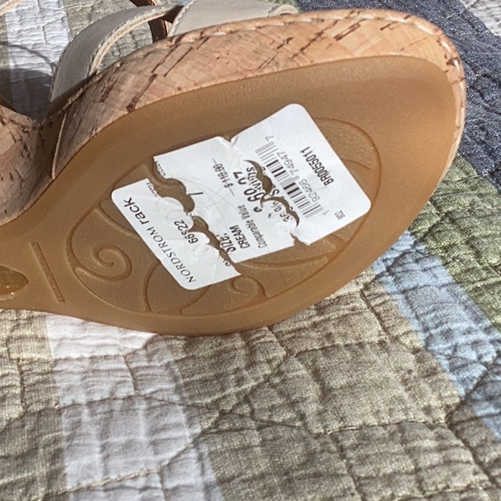 Nordstrom Cream Wedge Shoes with Cork Heel - Picture 2 of 6